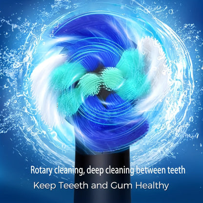 Electric Toothbrush with Round Brush Heads, IP67 Rating, Smart Timer and Six Color and Head-Count Bundles
