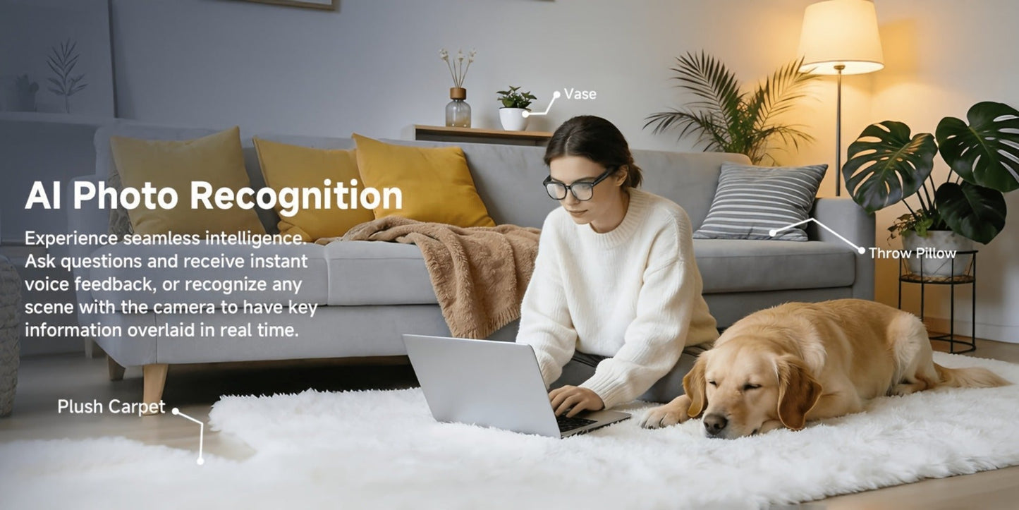 Smart Glasses 8MP Camera Eyewear with Photochromic Lenses, Translation, Object Recognition and Bluetooth Audio