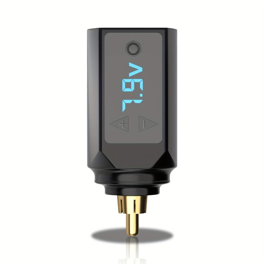 PS083 1200mAh RCA Tattoo Power Supply with LED Voltage Display, 3–12V Control and USB Charging