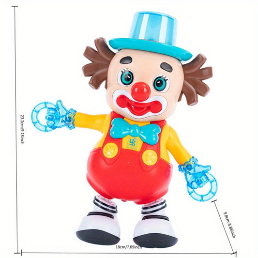 Dancing Clown Toy Doll with Light & Music, Swinging Fidget Toy for Kids Boys & Girls, Funny Weird Halloween Decoration, Christmas Birthday Gift for Children Ages 3+