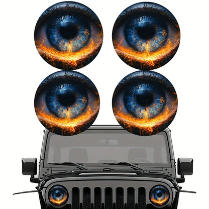 3D Beast Eye Headlight Stickers – Funny Car Headlight Decals for Jeep Round Headlights, Truck Body, Bumper & Window Decoration, Reusable PVC Glossy Stickers (1 or 2 Pairs)