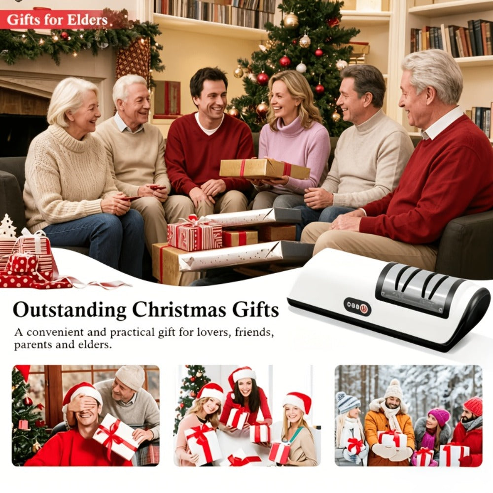 USB-Rechargeable Electric Knife Sharpener with Two Guided Slots in Upgraded Black or Yellow Models