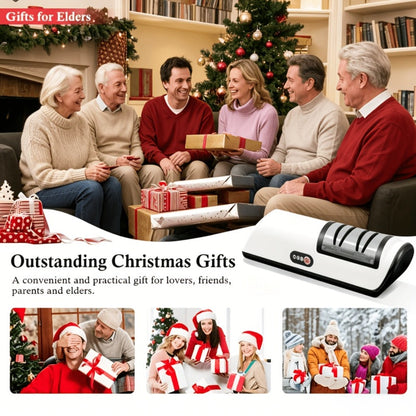 USB-Rechargeable Electric Knife Sharpener with Two Guided Slots in Upgraded Black or Yellow Models