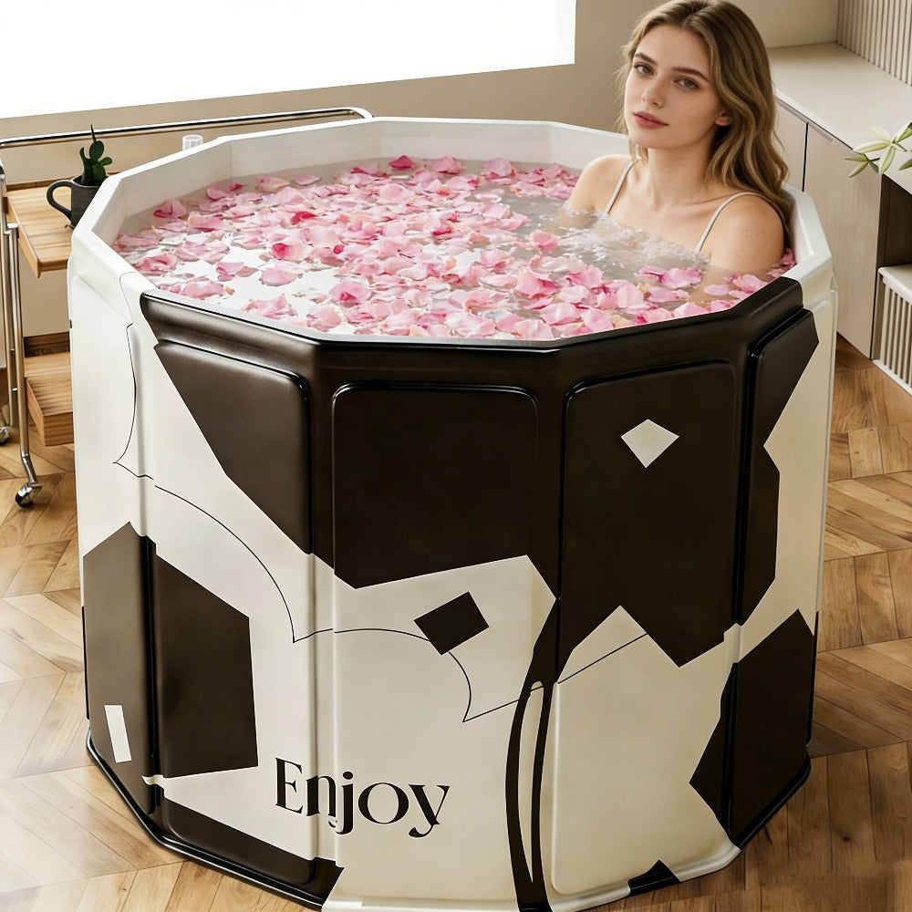 Foldable Soaking Tub for Adults – Portable Full Body Bath Barrel with Non-Slip Base, Collapsible Hot & Cold Soak Tub for Home Travel Small Spaces, Space-Saving Bathroom Accessory