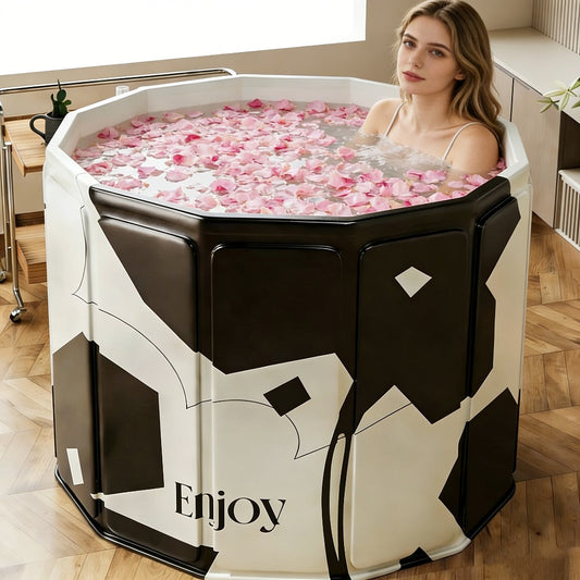 Foldable Soaking Tub for Adults – Portable Full Body Bath Barrel with Non-Slip Base, Collapsible Hot & Cold Soak Tub for Home Travel Small Spaces, Space-Saving Bathroom Accessory