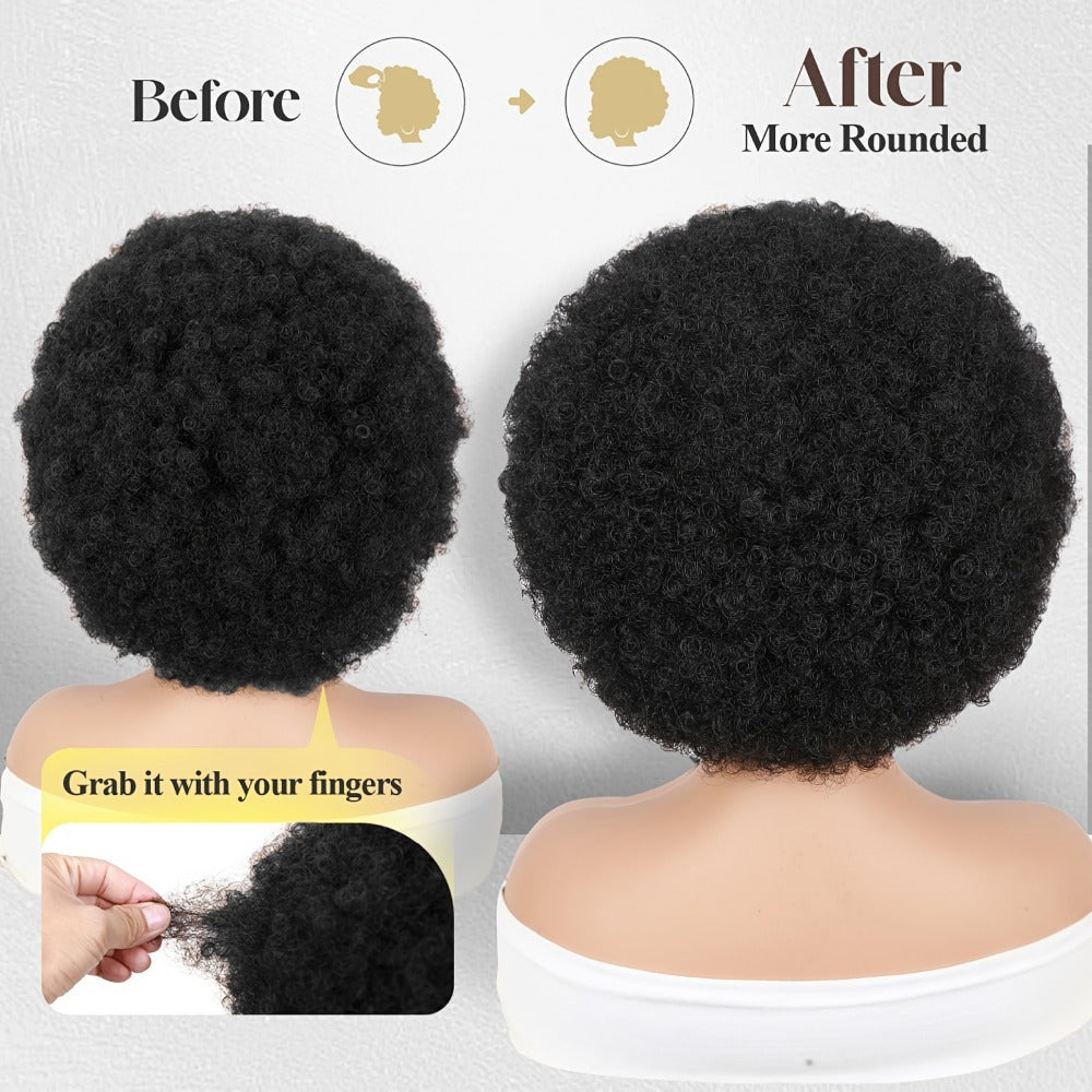 6-Inch Afro Curly Headband Wig in Four 1B, 4, 1B30 and 27/33A Protected Color Options for Styling