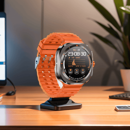 Smart Watch Round Display with Wireless Calling, Custom Faces and Orange, Black, White or Blue Band