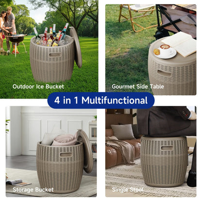 Insulated Ice Bucket with Drain Plug - Large Capacity Food-Grade Plastic Cooler for Parties, Camping, BBQ & Outdoor Events