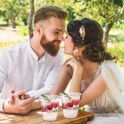 Clear Wedding Cup Party Supplies Pack with 200 10-Ounce Plastic Cups and Mr and Mrs Script