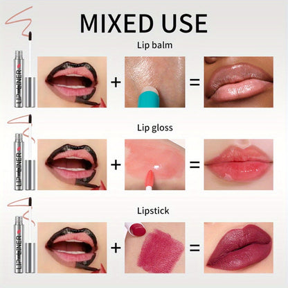 Four-Color Two-in-One Lip Stain Pen Set with Liner Tip and Matte Finish for Daily Makeup Looks