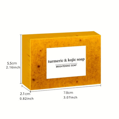 Turmeric Kojic Acid Brightening Soap Handmade Lemon Cold Process Deep Cleansing Hydrating Bar for Face & Body All Skin Types – Bundle Sets with Liquid Soap & Face Wash, Skincare Gift for Women