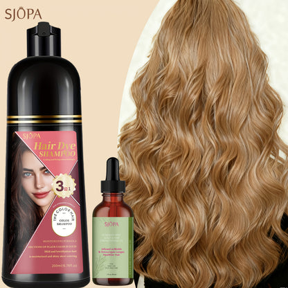 Hair Color Shampoo, SJOPA 3-in-1 Bottle-and-Dropper Set with 10 Rose, Brown, Purple and Black Color Options