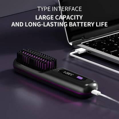 Cordless Mini Hair Straightener Wireless Flat Iron USB Rechargeable 2000mAh 3-Speed Adjustable Temp LED Display Professional Styling Smooth Shiny Hair Travel Home Black White