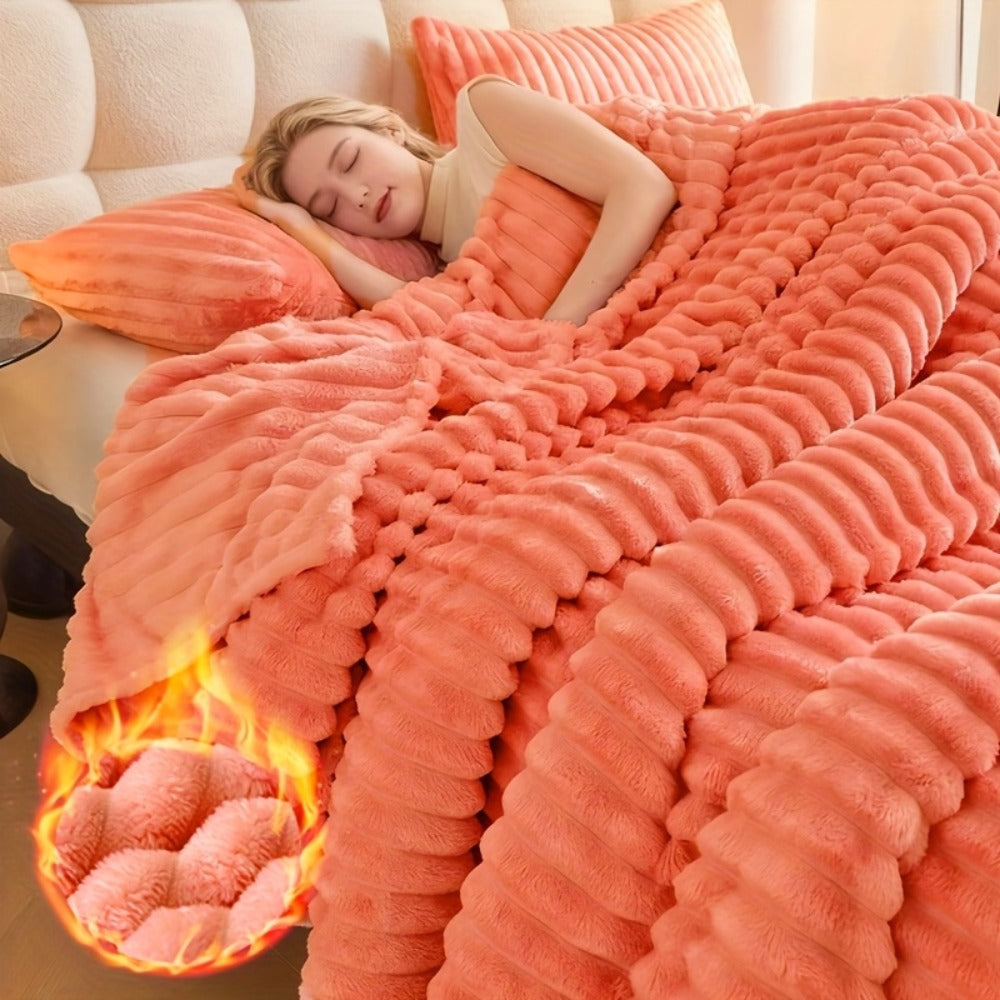 Reversible Faux Rabbit Hair Blanket in Four Colors and Five Sizes from 39 x 60 to 108 x 90 Inches