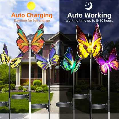 Solar Garden Lights Butterfly Stakes with Color-Changing LEDs in 3- or 6-Pack Sets for Lawn Decor