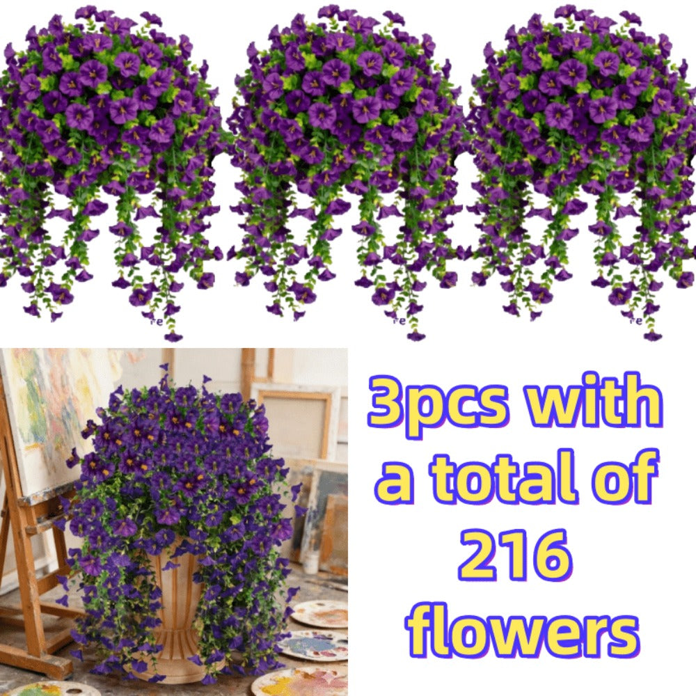Three-Piece Artificial Rose Vine Garland with 216 Listed Flowers in Twelve Exact Color Combinations