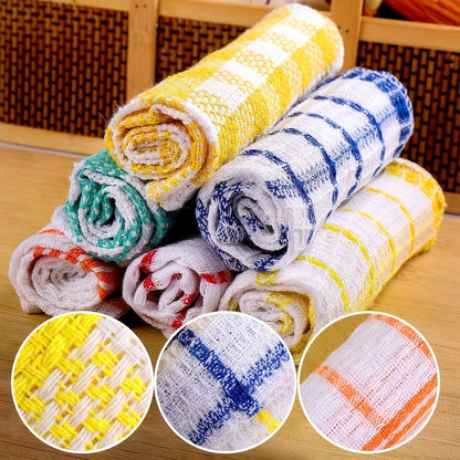 Twelve-Piece Assorted Plaid Kitchen Dishcloth Set with Square Woven Cloths in Random Check Styles
