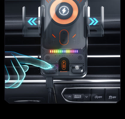 Car Wireless Charger 15W Auto-Align Smart Sensor FOD Detection Auto-Sensing Infrared Clamp 4mm Case Friendly Rotating Air Vent Mount for iPhone 17 16 15 14 Pro Max, Samsung Galaxy S24 S23 & All Qi Devices – Wired Backup Included