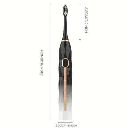 IPX8 Sonic Electric Toothbrush with 8 Replacement Brush Heads — Metal Shaft, USB Rechargeable 500mAh, Travel Case & Holder, Deep Plaque Removal for Adults Men & Women, 5 Colors