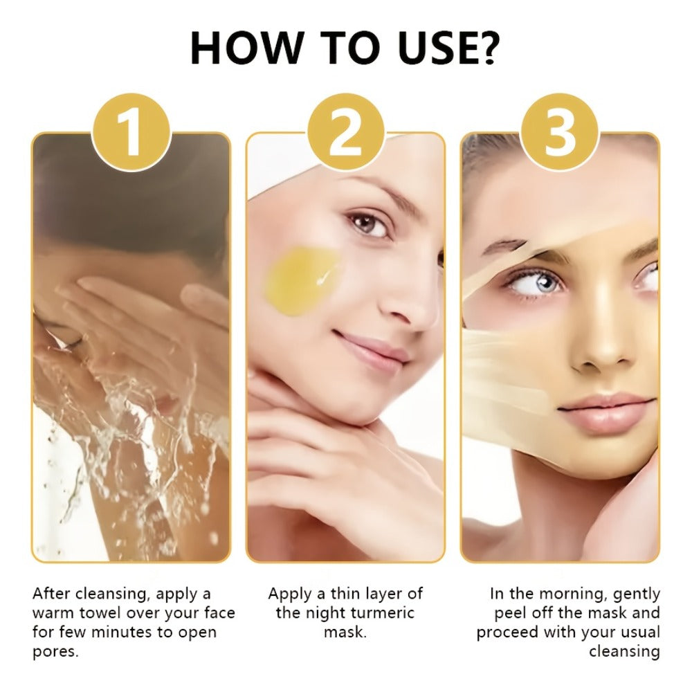 Kojic Acid Turmeric Face Mask with Vitamin C — Brightening Peeling Mask for Dark Spots, Deep Cleansing, Oil Control & Glowing Skin, Alcohol-Free, All Skin Types, 100ml with Brush