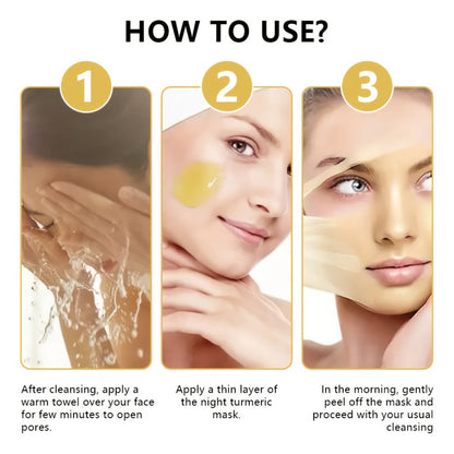 Kojic Acid Turmeric Face Mask with Vitamin C — Brightening Peeling Mask for Dark Spots, Deep Cleansing, Oil Control & Glowing Skin, Alcohol-Free, All Skin Types, 100ml with Brush