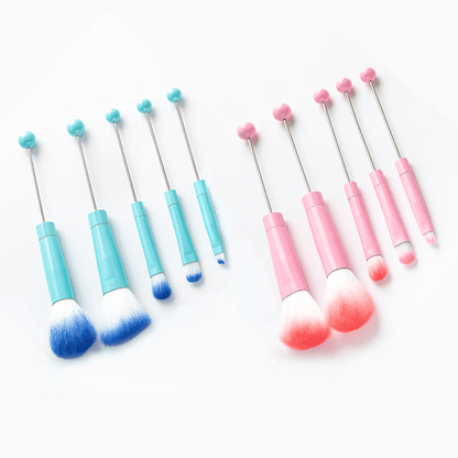 Makeup Brush Set, 10-Piece Bead-Ready ABS Handle Collection with Polyester Bristles and Eleven Color Options