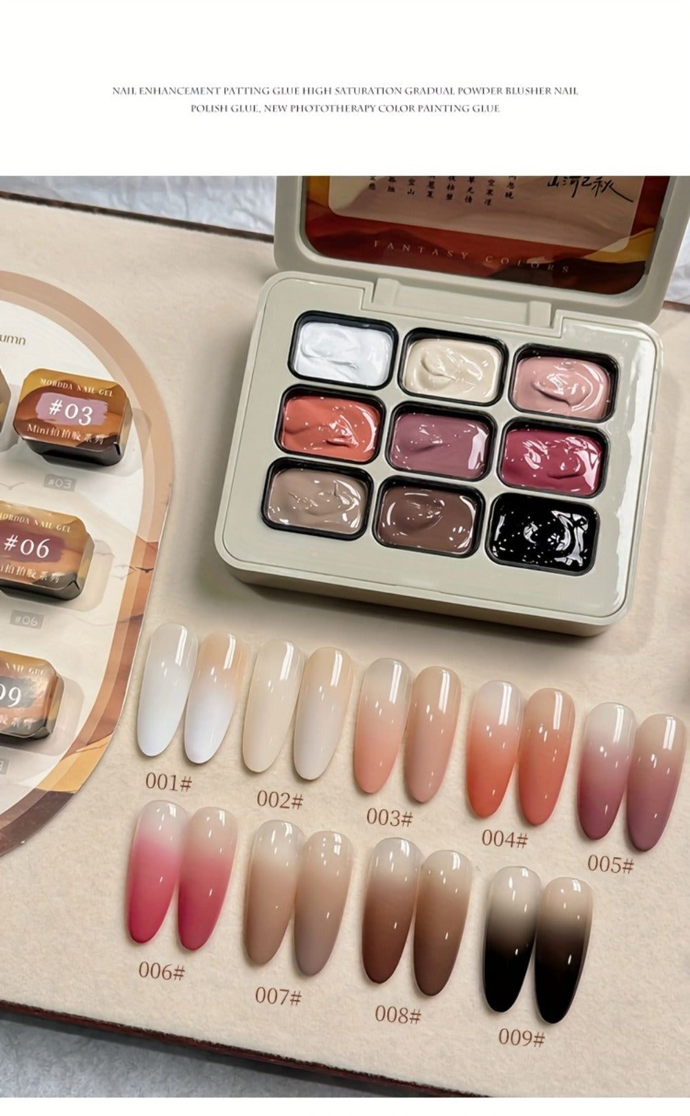 Gel Nail Polish 9-Color Mini Grid Sets for Ombre and Patting Art in 5 Curated Collection Options