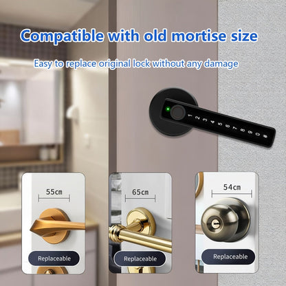 Smart Door Lock Handle with Fingerprint, PIN, IC Card and Key, 4 AAA Power and USB-C Emergency Port