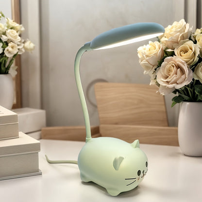Night Light Mini Animal Desk Lamp with Flexible Neck, USB Rechargeable Power and Five Bunny or Cat Style Options