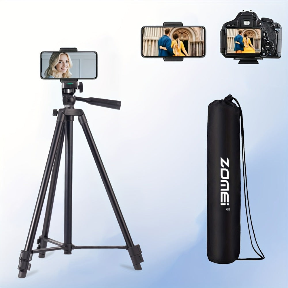 55 Inch Aluminum Tripod with Pistol Grip Head | Dual-Use Phone & Camera Travel Stand for iPhone Android DSLR Mirrorless Action Cam, Portable Lightweight Photography Tripod with Carry Bag