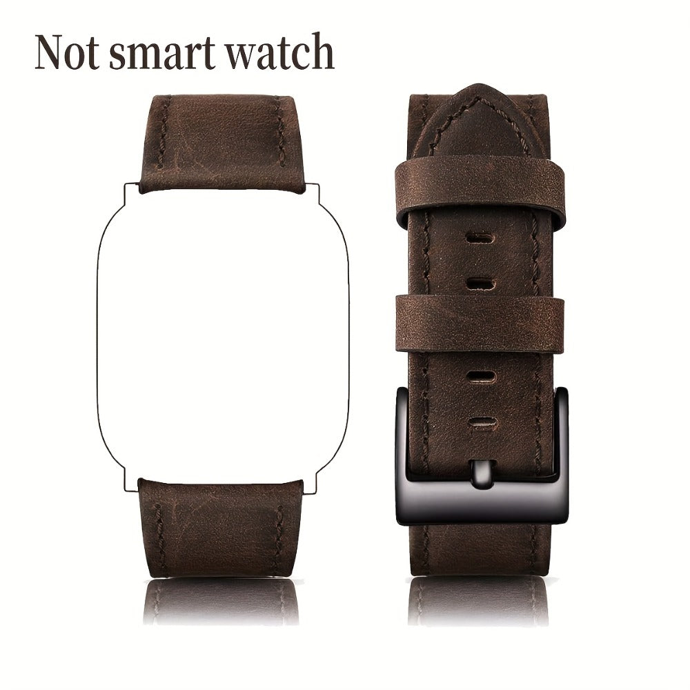 Coffee Brown Synthetic Leather Watch Band with Buckle for Apple Watch 38/40/41mm and S10 42mm