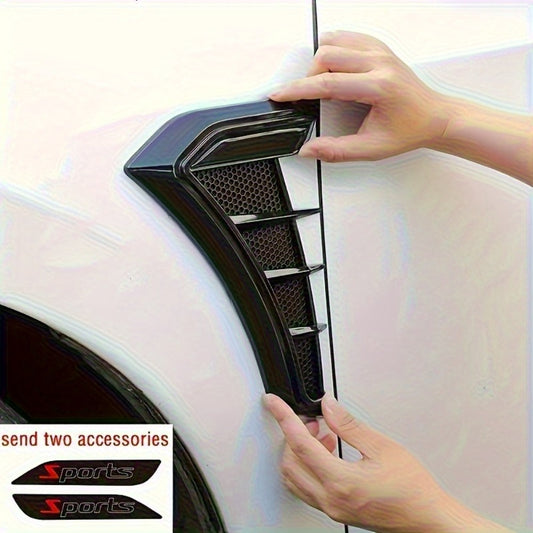 Car Shark Gill Fender Vents - Matte Black TPU Self-Adhesive Side Vent Stickers, Anti-Collision Exterior Styling Decoration for Sedans, Trucks & SUVs, Aggressive Sport Look Upgrade (2-Piece Set)