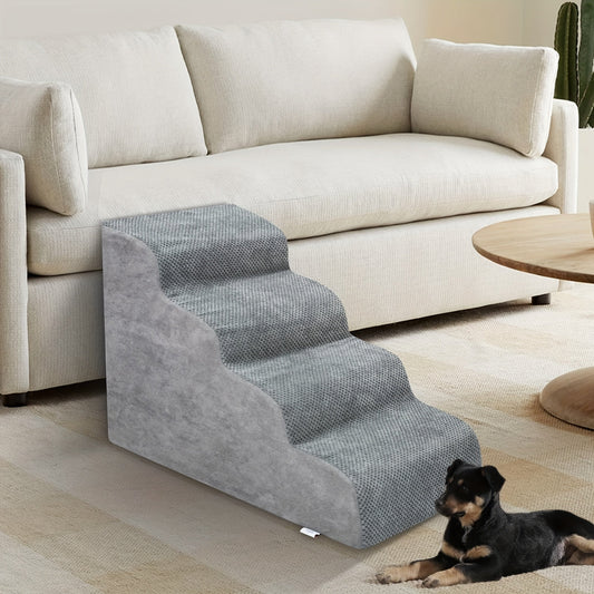 Dog Stairs for High Beds & Sofas – 2/3/4 Step Memory Foam Pet Steps with Non-Slip Bottom, Washable Cover & Textured Surface – Supportive Dog Steps for Senior Dogs, Puppies & Small Breeds