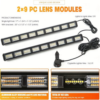 LED Light Bar 17 Inch 80W Triple Row 3000+ Lumens 12V-24V – Off-Road Work Light Emergency Flasher for Truck ATV SUV Jeep Boat Tractor – 3 Color Styles