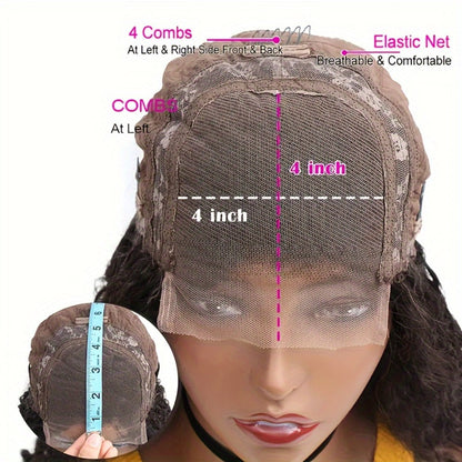 20 Inch 4x4 HD Lace Curly Bob Human Hair Wig in Reddish Brown Number 33 with Baby Hair for Women
