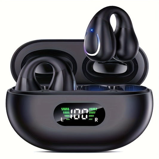 Open Ear Wireless Earphones Bluetooth 5.4, 360° Ambient Awareness, ENC Crystal-Clear Calls, Secure Sport Fit, All-Day Comfort, Touch Control - TWS Earbuds for Running, Gym & Outdoor Use