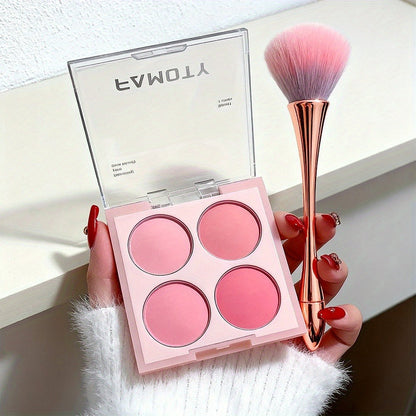 Four-Pan Blush and Face Makeup Palette with Brush Set in Three Exact Numbered Options for Daily Looks
