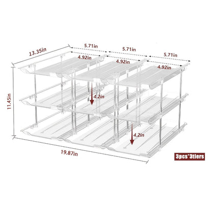 Can Storage Organizer 36-Can 3-Tier Auto-Rolling PET Rack with Tool-Free Assembly for Pantry Use