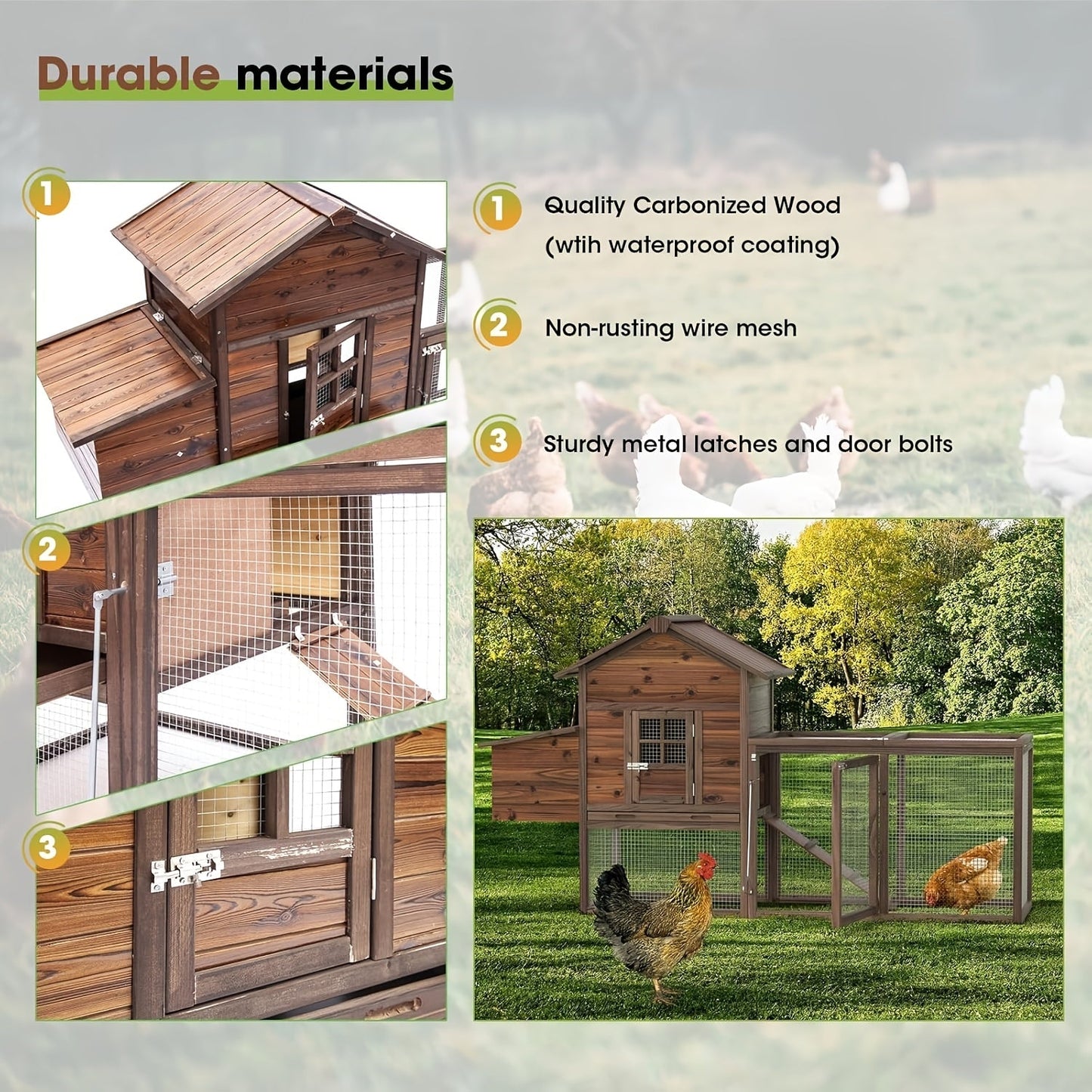 Chicken Coop | Wooden Outdoor Rabbit Duck Small Animal Poultry Cage