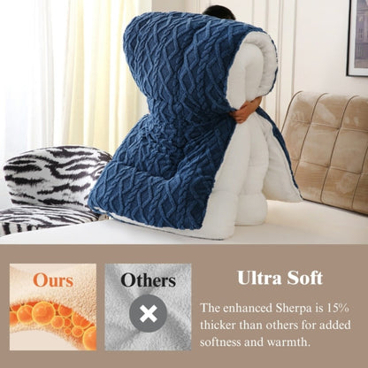 Double-Sided Plush Comforter with 400–450 GSM Pictured Weight, Four Colors and Twin XL to King Sizes