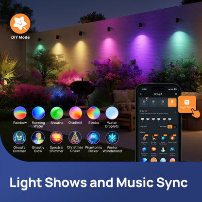 Solar Outdoor Spotlights RGB Smart Color Changing – App & Voice Control, Music Sync, 16M Colors, 14H Battery, Waterproof Landscape Accent Lights | 4 & 6 Pack