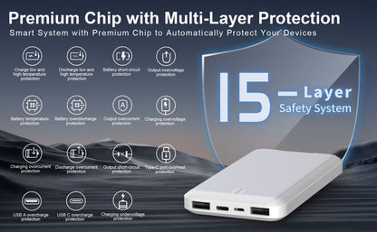 10000mAh Slim Power Bank with 5V/2A Marking, Dual USB-A Outputs and Black or White Color Options
