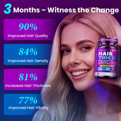 Hair Loss Supplement for Women 90 Capsules, Biotin, Collagen, Keratin, Saw Palmetto & Curcumin Multivitamin Formula for Hair Growth