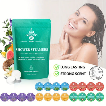 Shower Steamers Aromatherapy 20 Pack - Lavender & Fruit Essential Oil Shower Bombs for Relaxation, Stress Relief & Self Care, Unisex Spa Gift Set for Women Men, Birthday Christmas Mother's Day Gift