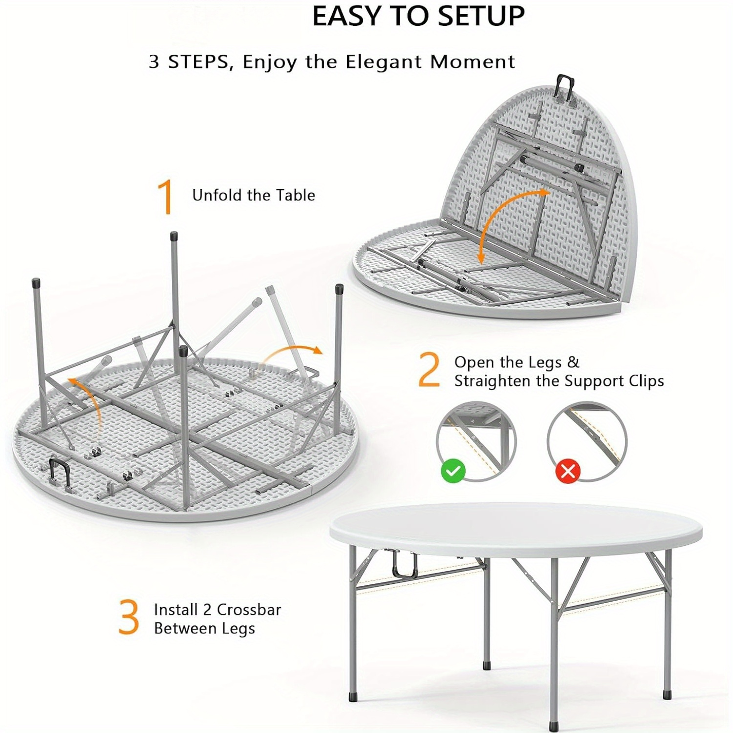 Round Bi-Fold Table in 4-Foot or 5-Foot Diameter with One-, Two- or Four-Table Pack Options