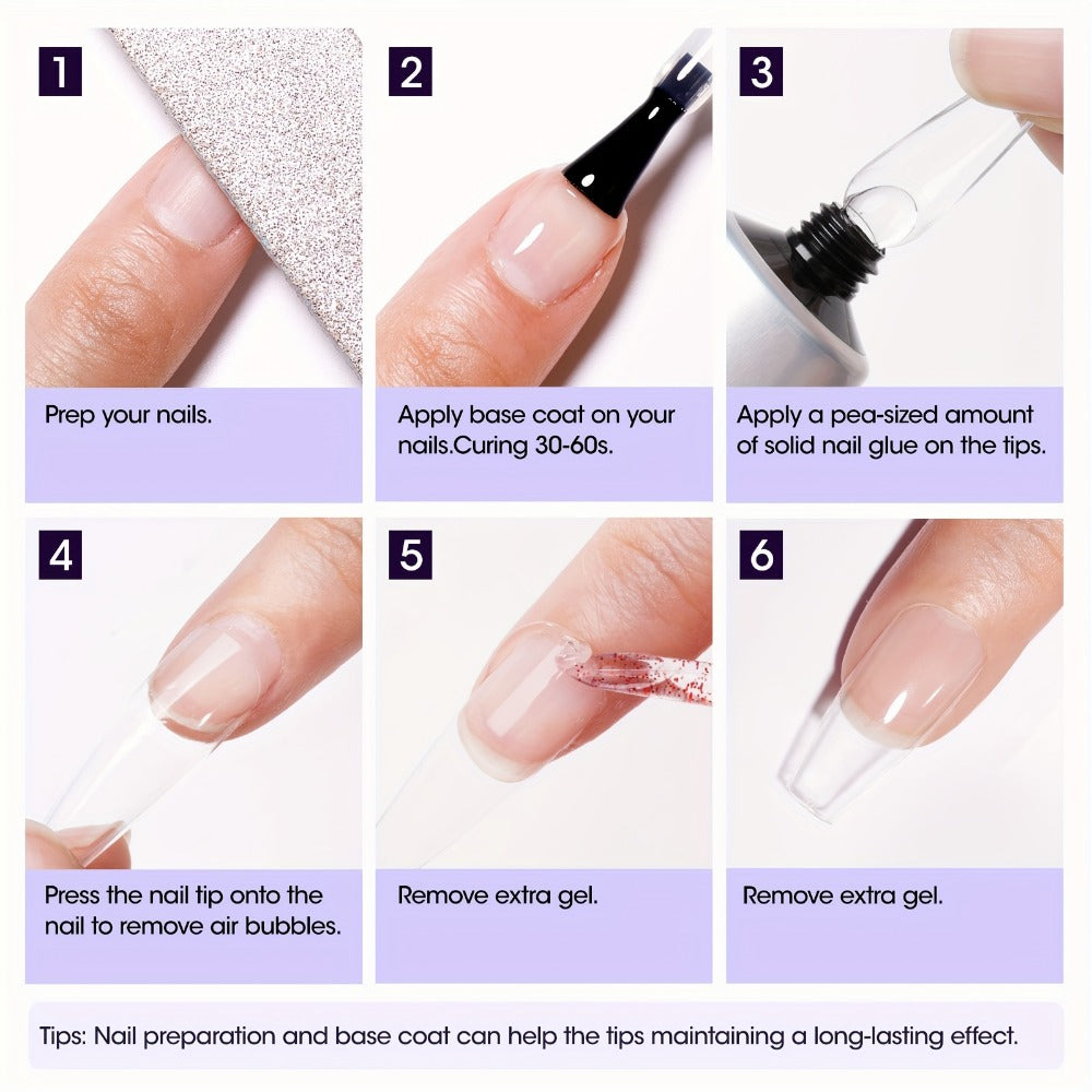 30 g Press-On Nail Glue Gel Kit with UV Lamp, 60 ml Remover and Buffer for Nail Tips and Rhinestones