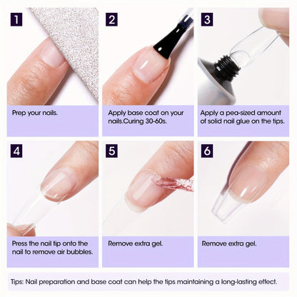 30 g Press-On Nail Glue Gel Kit with UV Lamp, 60 ml Remover and Buffer for Nail Tips and Rhinestones