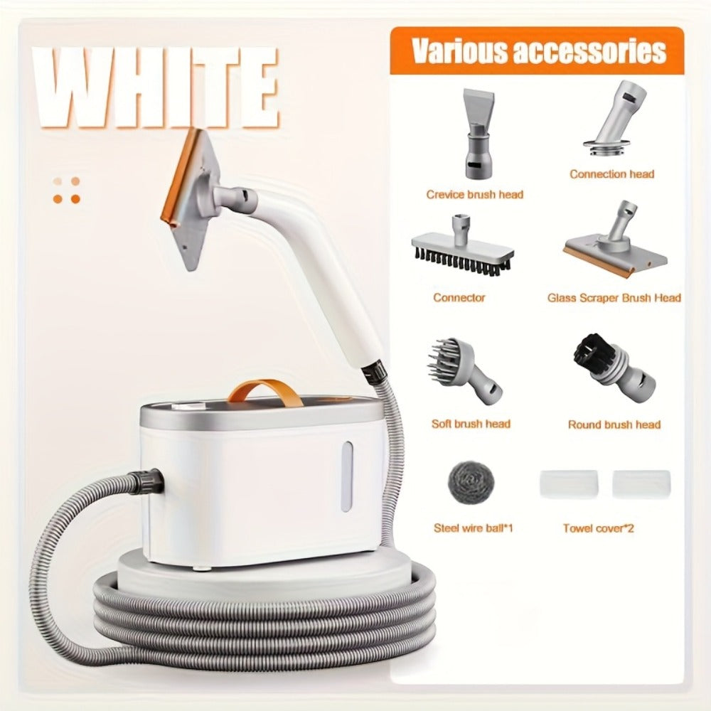 Steam Cleaner, 1200W Handheld High-Temperature Model with Flexible Hose and Interchangeable Cleaning Attachments