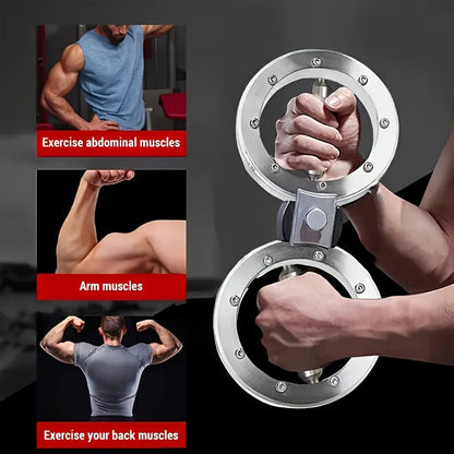 Fitness Equipment Rotating Wrist and Forearm Trainer with Dual Metal Grip Rings and 360-Degree Resistance Arm