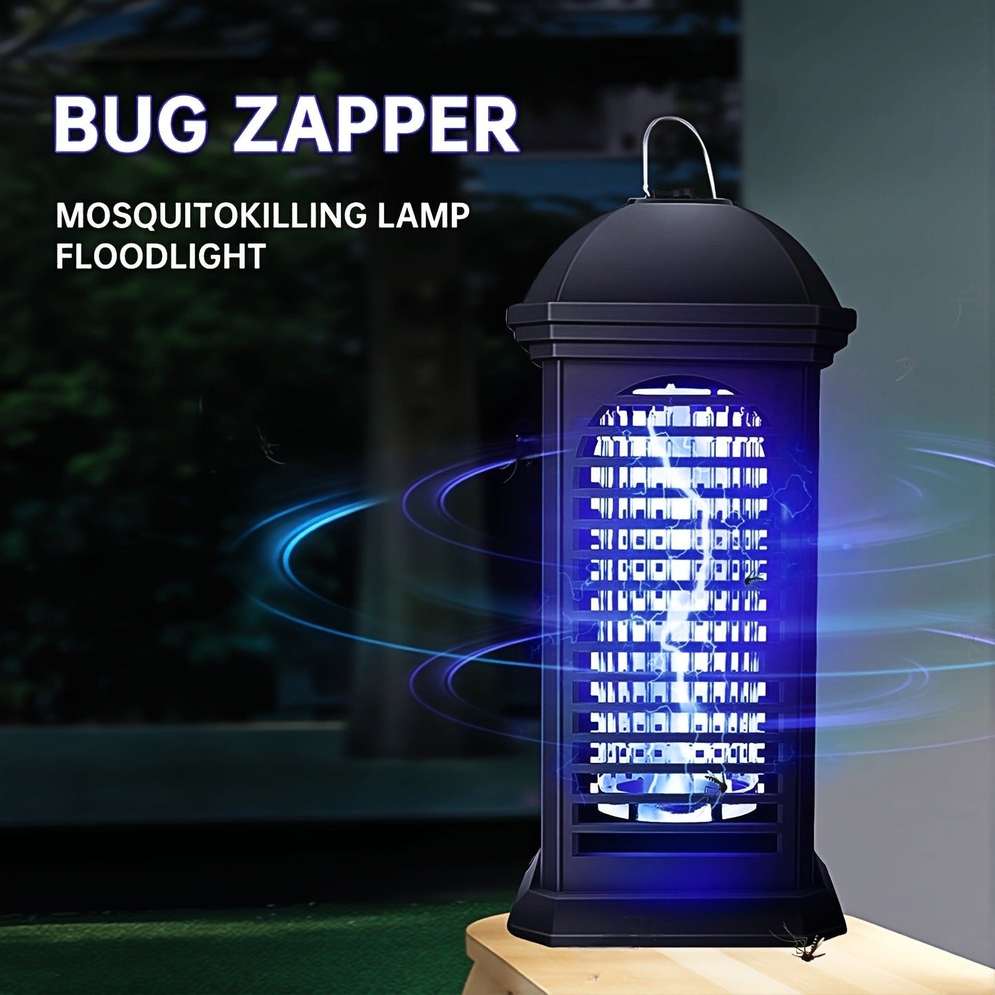 Cylindrical Plug-In Bug Zapper with Blue Grid Light in Black Single or Two-Piece Upgrade Options